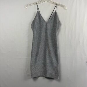 H&M Divided Slip Dress Womens Medium Metallic Spaghetti Straps VNeck Party